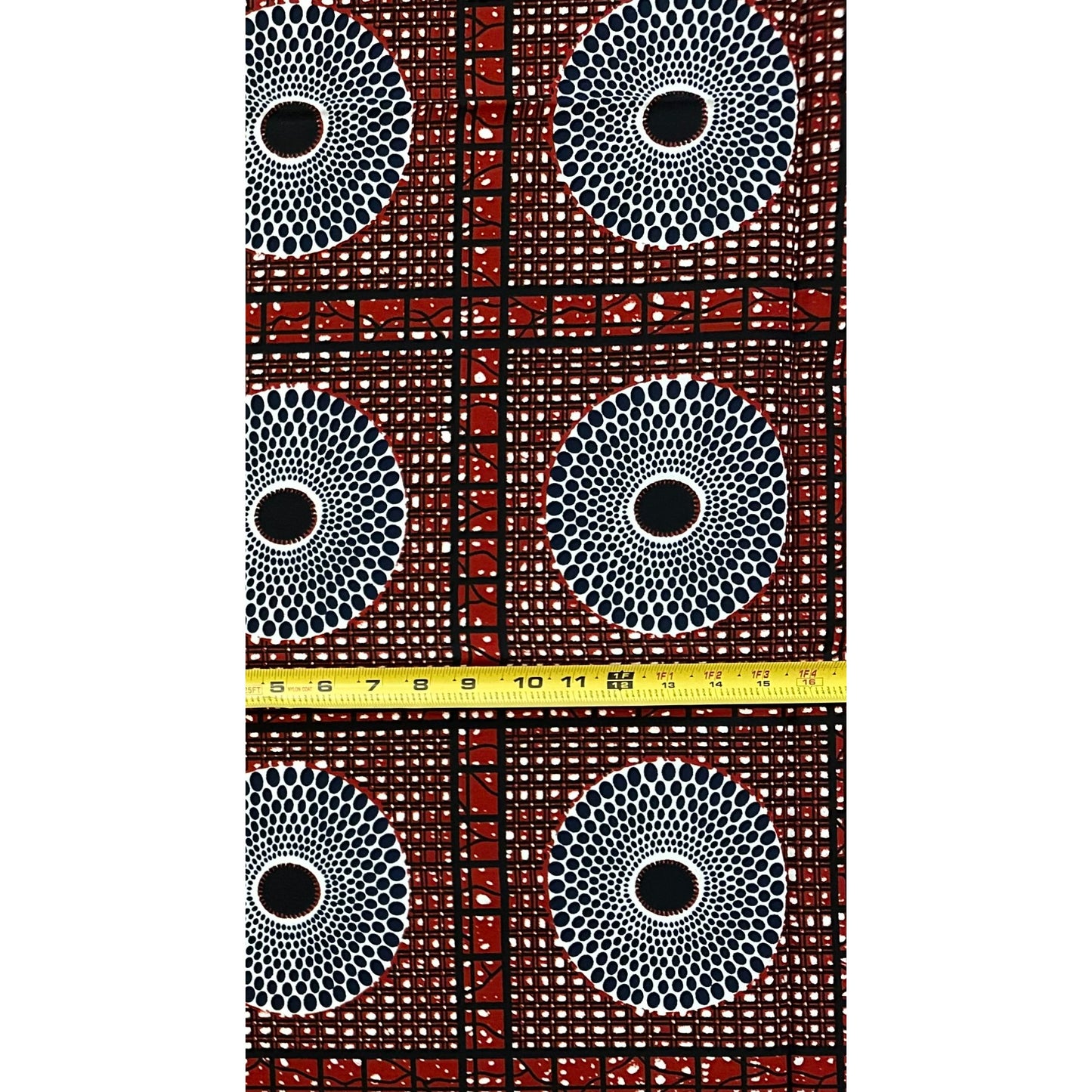 African Print Fabric/ Ankara - Brown, Navy, Black 'Eyes Everywhere', 1 YARD