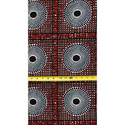 African Print Fabric/ Ankara - Brown, Navy, Black 'Eyes Everywhere', 1 YARD