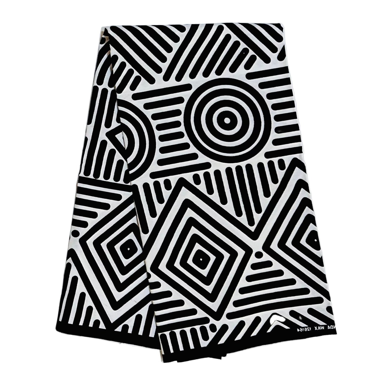 African Print Fabric/ Ankara - White, Black 'Wakanda Cipher’, YARD or WHOLESALE