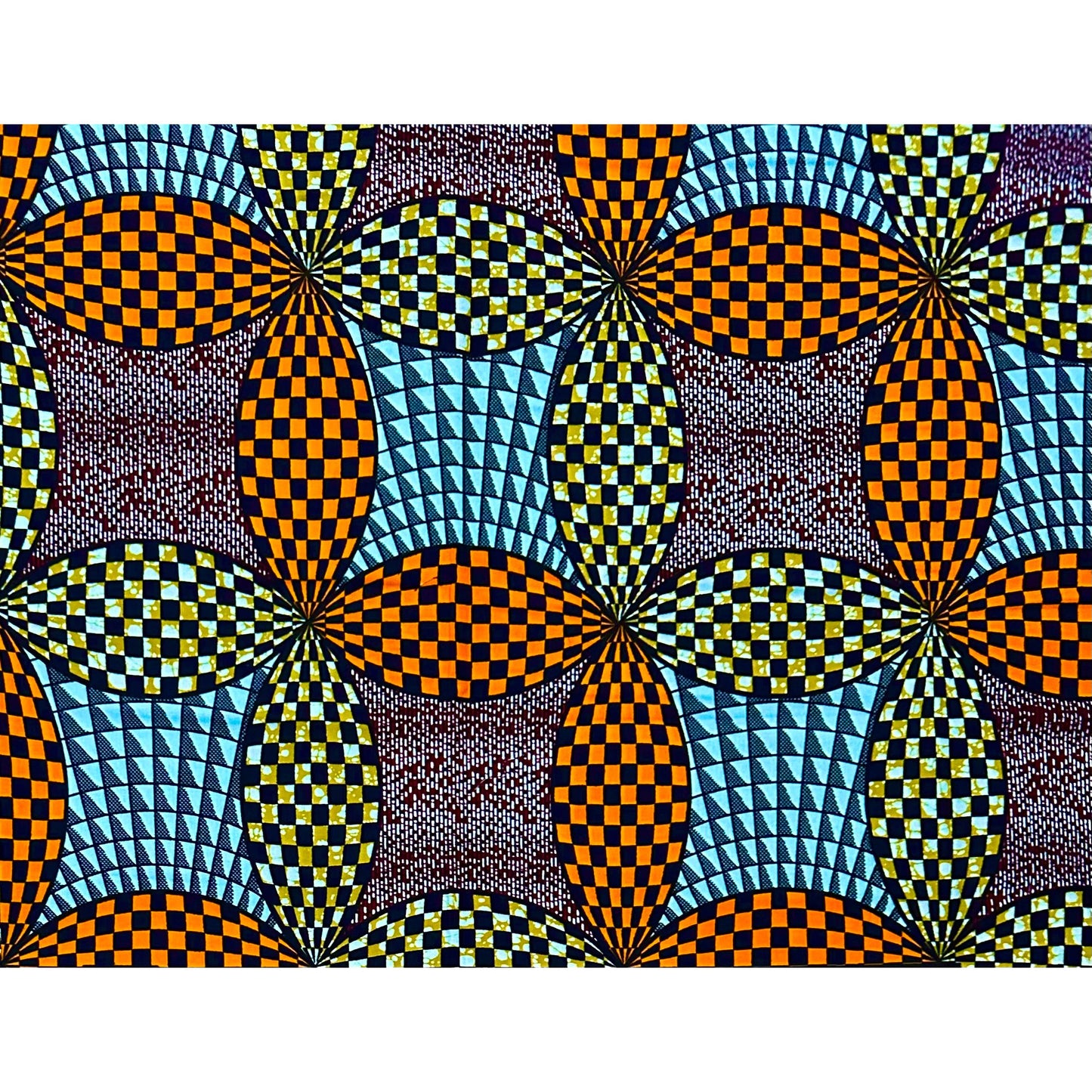 African Print Fabric/ Ankara - Blue, Orange, Brown "Mama Put It On Hold", Yard or Wholesale