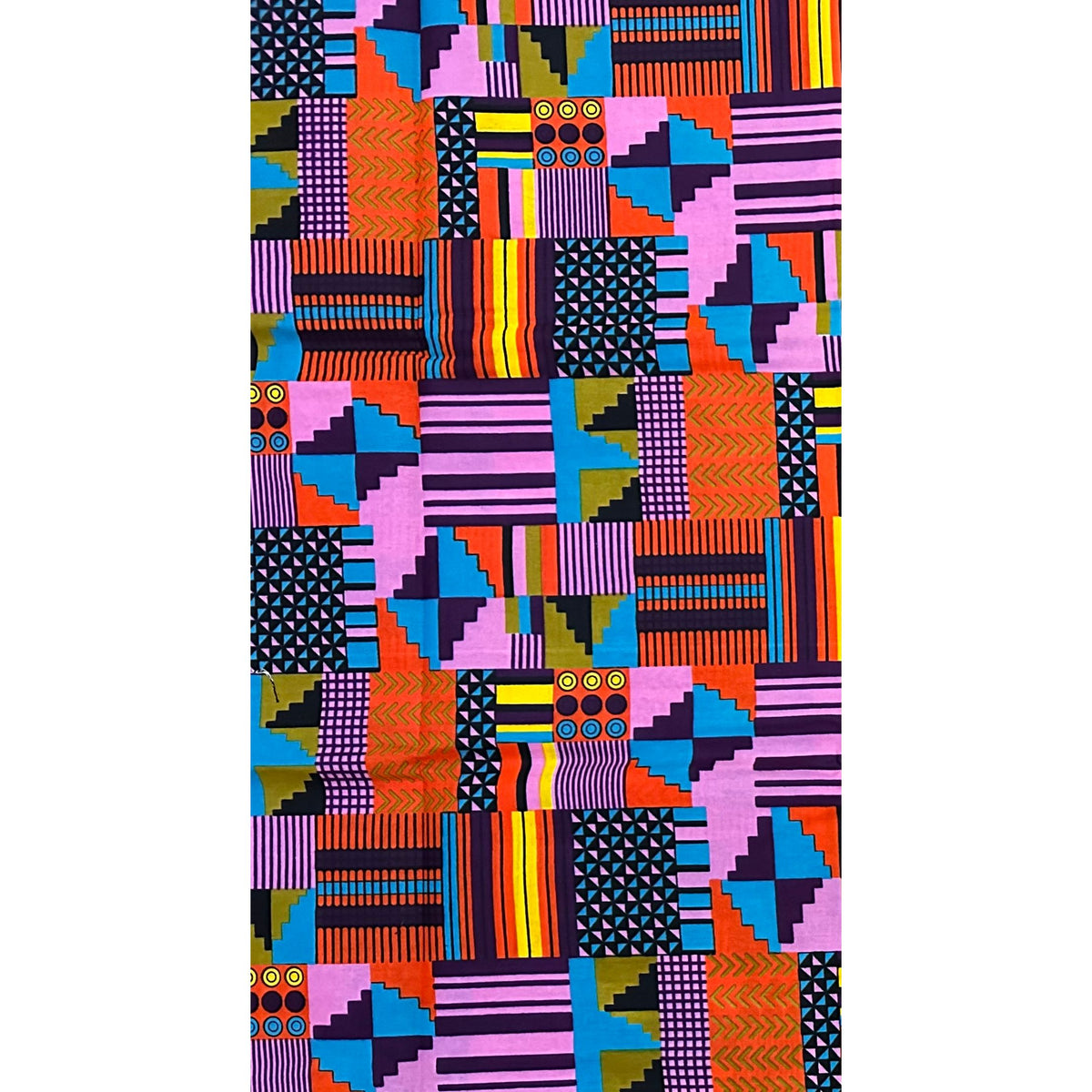 African Print Fabric/ Ankara - Shades of Purple, Orange, Blue 'Eden’s Mosaic' Kente, YARD or WHOLESALE