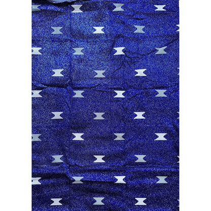 African Fabric/ Woven, Embroidered Kente - Blue, Silver “Naa”, 2 Yards