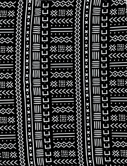 African Print Fabric/ Ankara - Black, White 'Kokoroko', Per Yard or Wholesale