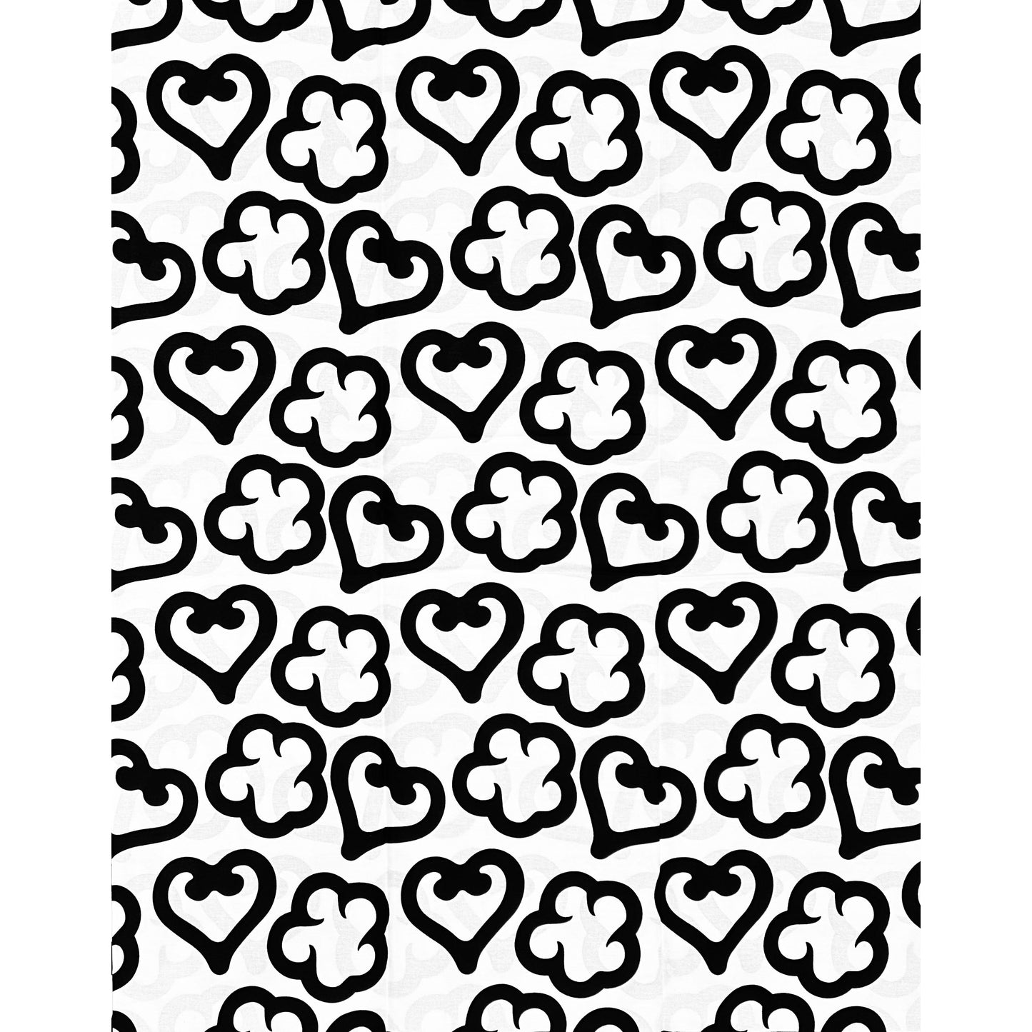 African Print Fabric/ Ankara - Black, White 'Heart of the Matter', Per Yard or Wholesale
