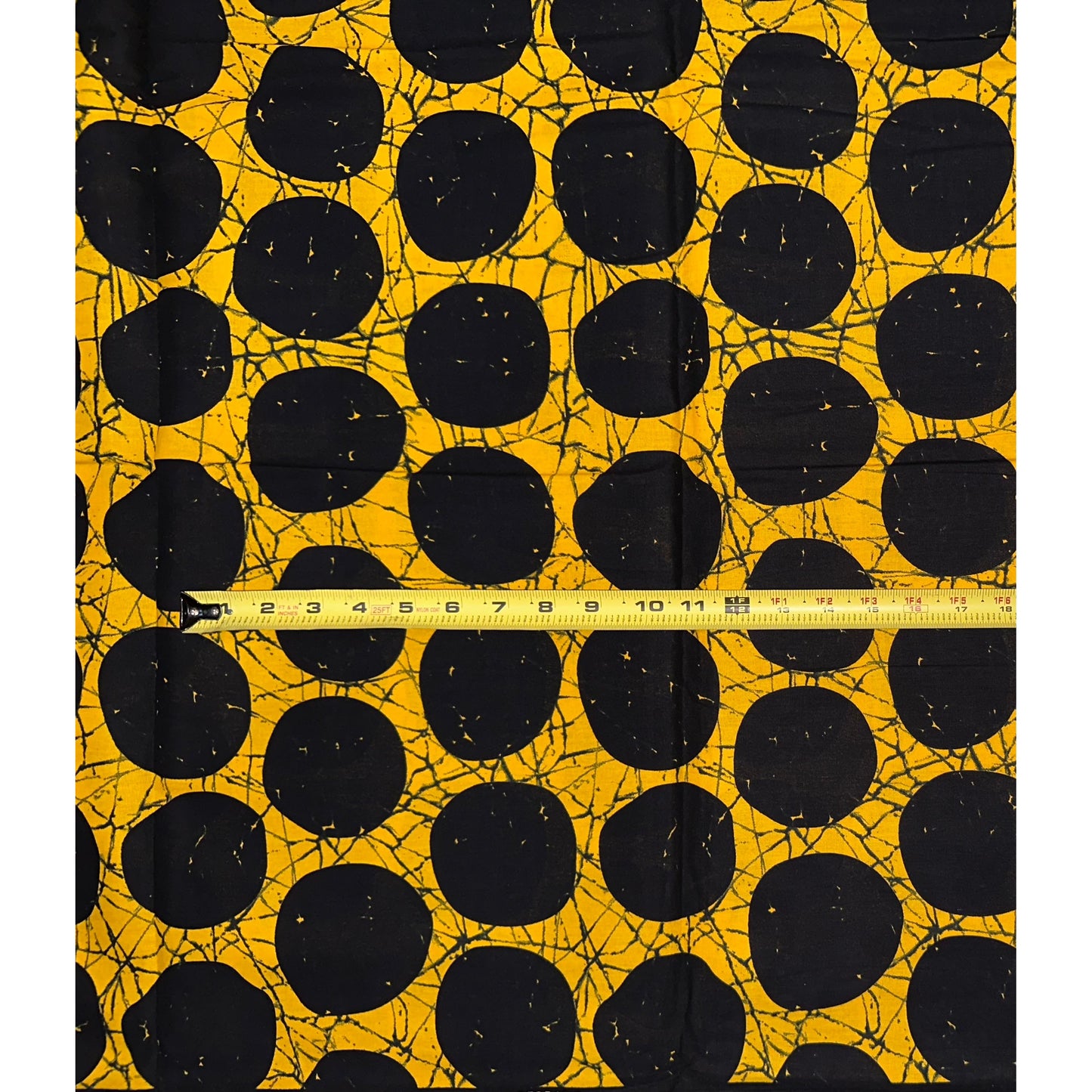 African Print Fabric/ Ankara - Yellow, Black 'Oro of the Sun' Design, YARD or WHOLESALE