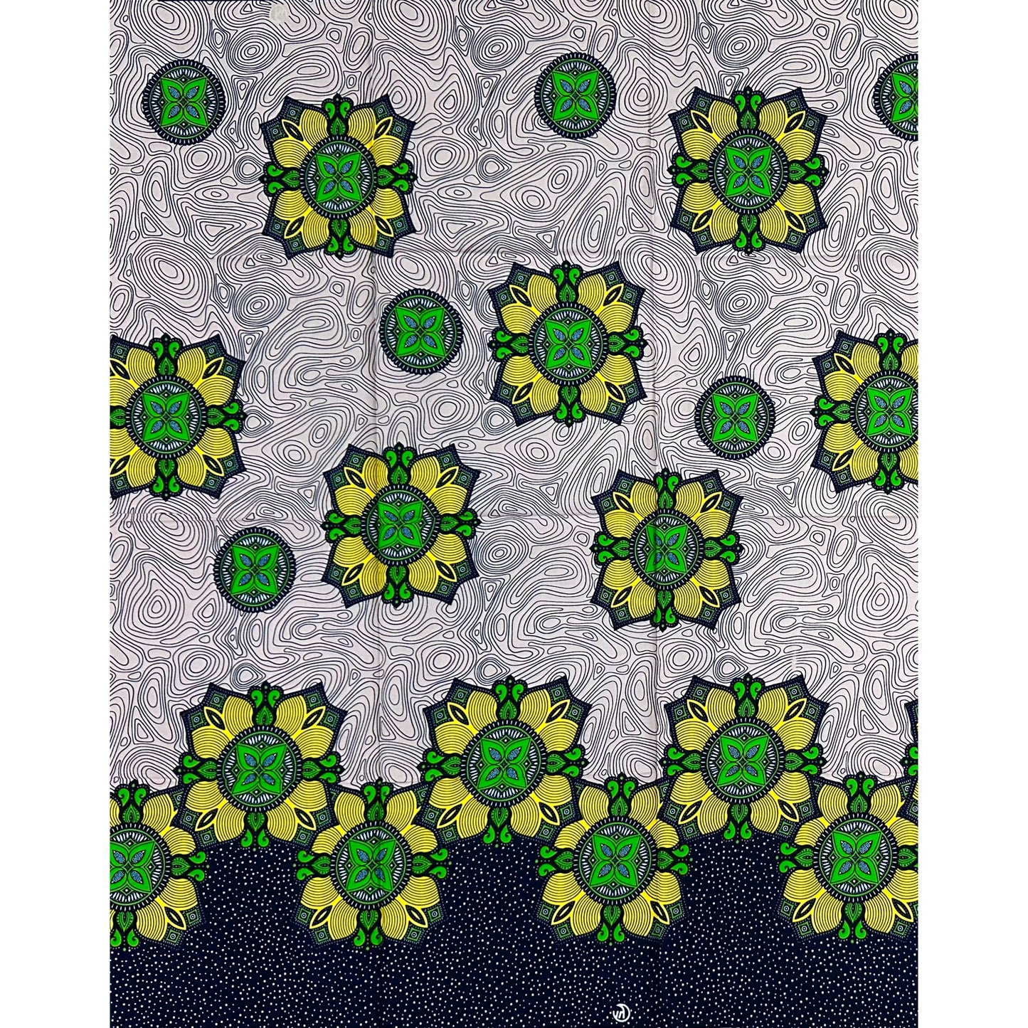 African Print Fabric/Ankara - Yellow, Green, Beige “Living Legacy" Design, 1 Yard