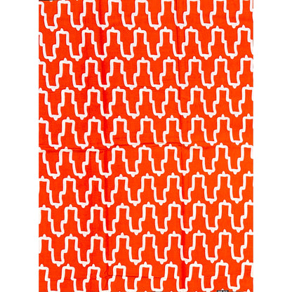 African Print Fabric/ Ankara - Orange, White 'City of Joy', Per Yard or Wholesale