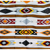 African Fabric/ Woven Kente - Orange, Red, Black, Gray “Adzo”, 6 Yards