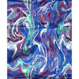 African Print, Chiffon Fabric - Blue, Purple, Green "Wasi Whirl", ~2 Yards