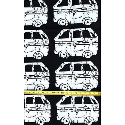 African Print Fabric/ Ankara - Black, White 'Danfo Driver' Design, YARD or WHOLESALE