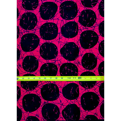 African Print Fabric/ Ankara - Pink, Black 'Oro of the Eclipse' Design, YARD or WHOLESALE