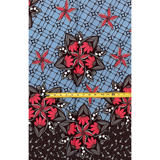 African Print Fabric/ Ankara - Pink, Gray, Brown ‘Anya Stars' Design, 1 Yard