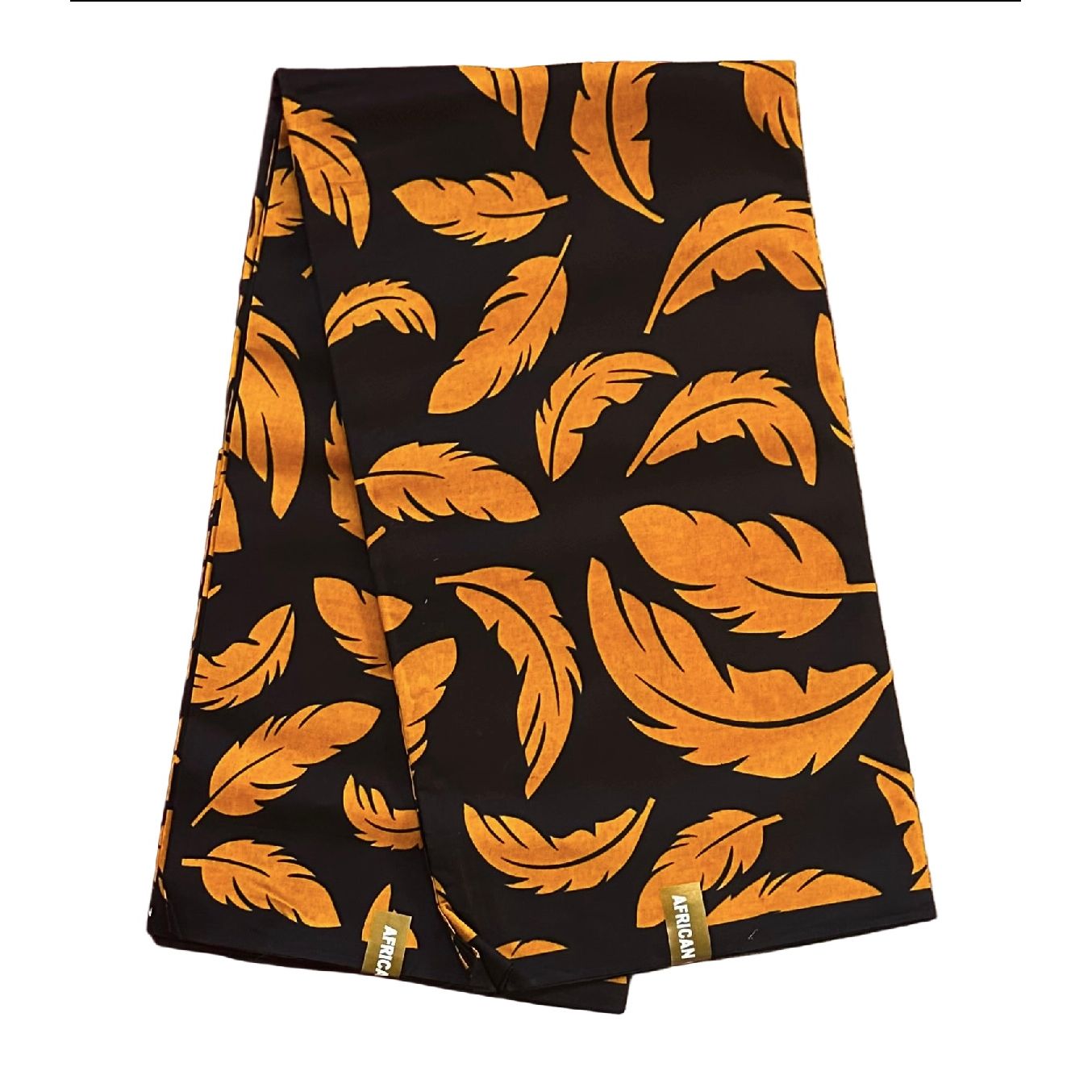 African Print Fabric/ Ankara - Black, Brown 'Gilded Plume' Design, Yard or Wholesale