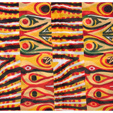 African Print, Chiffon Fabric - Yellow, Red, Black, Green "Khemet Pepper", ~2 Yards