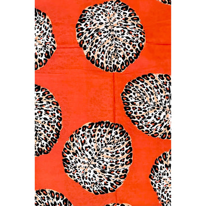 African Print Fabric/ Ankara - Orange, Black 'Seen & Spotted' Design, YARD or WHOLESALE