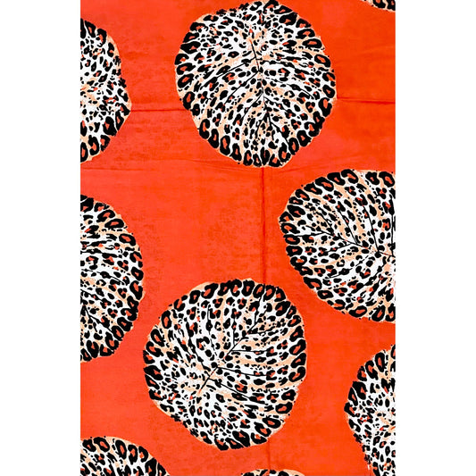 African Print Fabric/ Ankara - Orange, Black 'Seen & Spotted' Design, YARD or WHOLESALE
