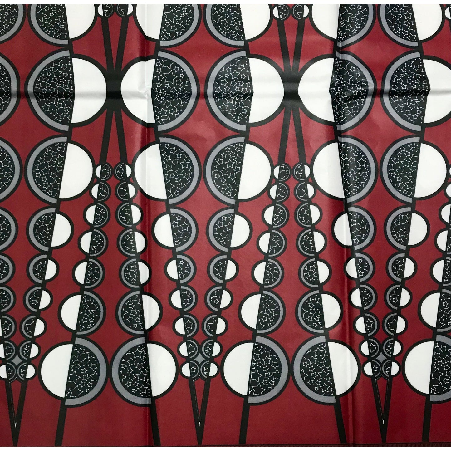 African Print Fabric - Dark Red, Gray, Black 'Zethu’s Beads', YARD or WHOLESALE