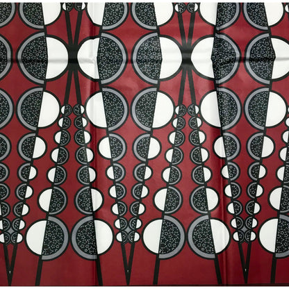 African Print Fabric - Dark Red, Gray, Black 'Zethu’s Beads', YARD or WHOLESALE