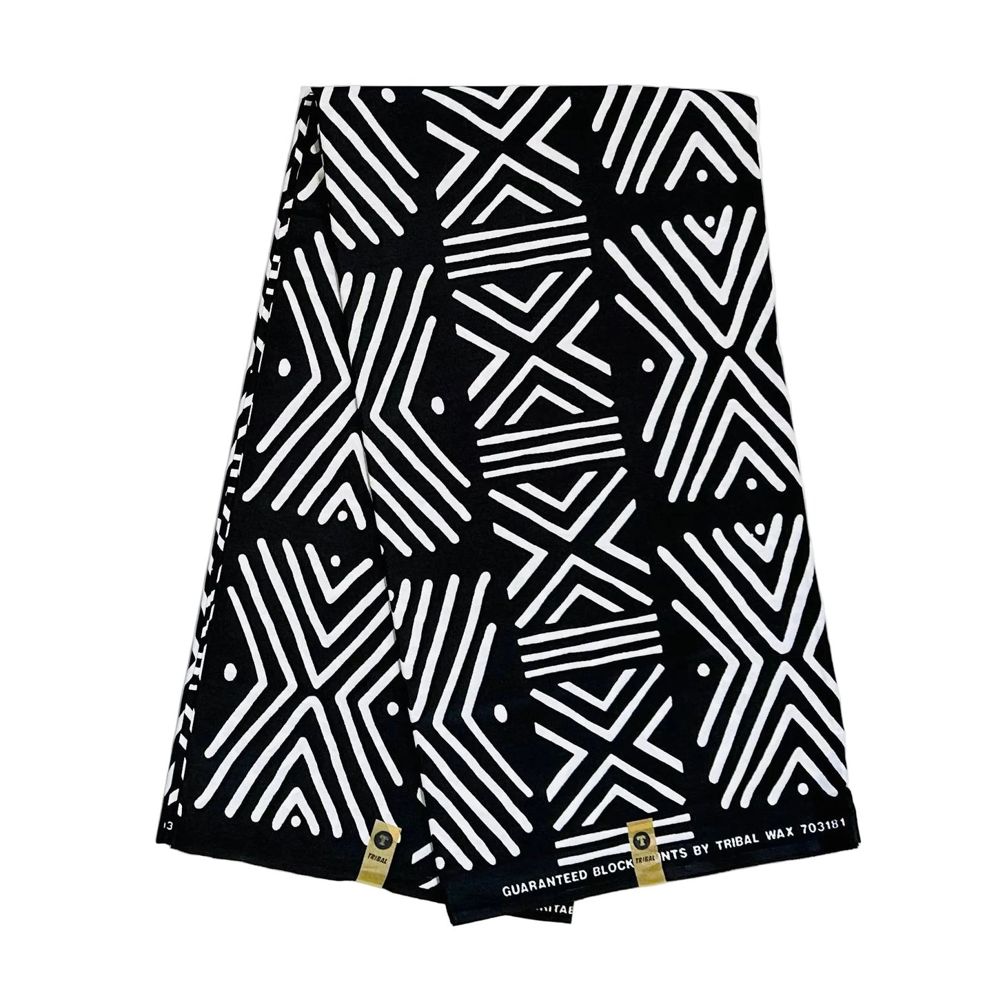 African Print Fabric/ Ankara - Black, White 'Direction Is Not Noise' Design, YARD or WHOLESALE