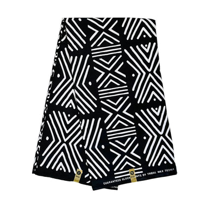 African Print Fabric/ Ankara - Black, White 'Direction Is Not Noise' Design, YARD or WHOLESALE