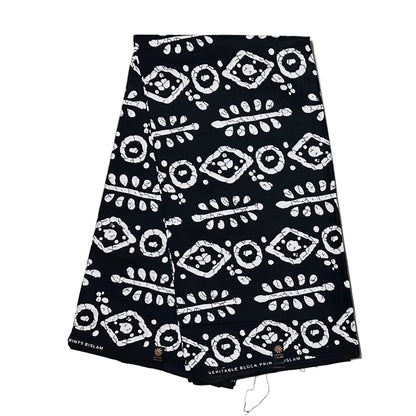 African Print Fabric/ Ankara - Black, White 'Simple Truths' Design, YARD or WHOLESALE