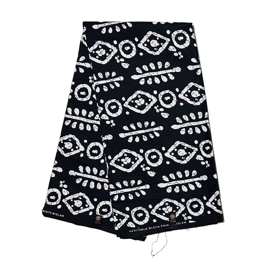 African Print Fabric/ Ankara - Black, White 'Simple Truths' Design, YARD or WHOLESALE