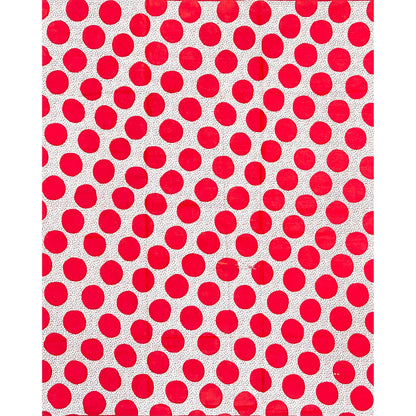 African Print Fabric/ Ankara - Red, White, Brown 'Dot Com' Design, YARD or WHOLESALE