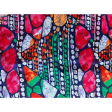 African Print, Satin Fabric- Fuchsia, Orange, Green, Blue "Strength of Mandla", Per Yard or Wholesale