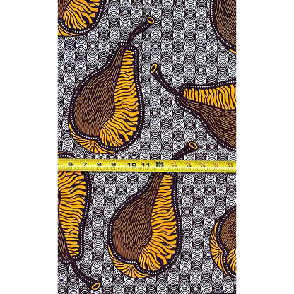 African Print Fabric/ Ankara - Orange, Brown "Season of Plenty", YARD or WHOLESALE