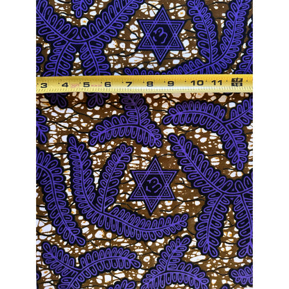 African Print Fabric/Ankara - Purple, Brown "Quiet Indigo" Design