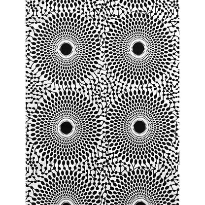 African Print Fabric/ Ankara - Black, White 'Bullseye' Design, YARD or WHOLESALE