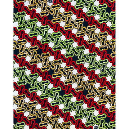 African Print Fabric/ Ankara - Red, Orange, Green 'No Loose Ends' Design