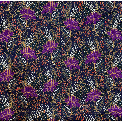 African Print, Stretch Cotton Satin Fabric- Shades of Purple, Teal, Red "Amara Noire", Per Yard