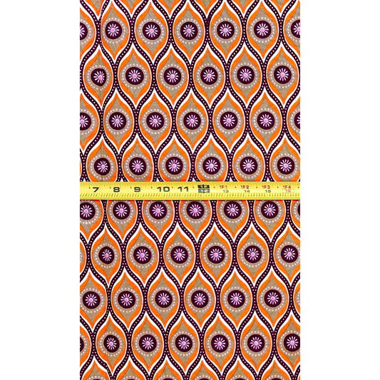 African Print Fabric/ Ankara - Orange, Brown, Pink 'The Wedding Favorite' Design, 1 Yard