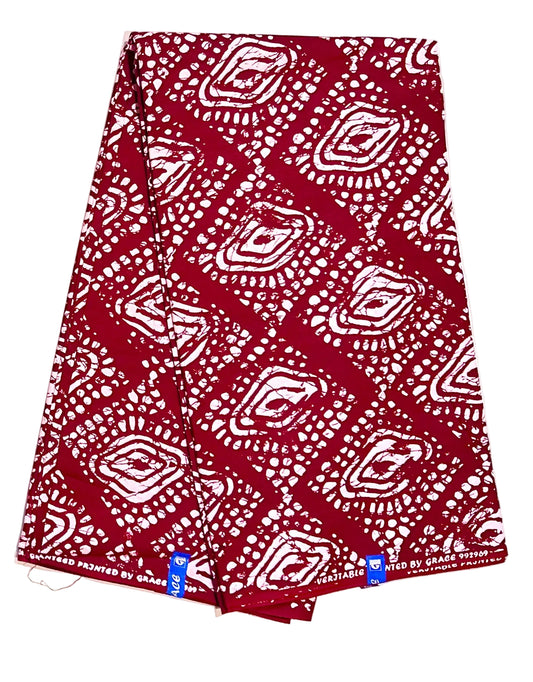 African Print Fabric/ Ankara - Dark Red 'Eyes Do Not Lie' Design, YARD or WHOLESALE