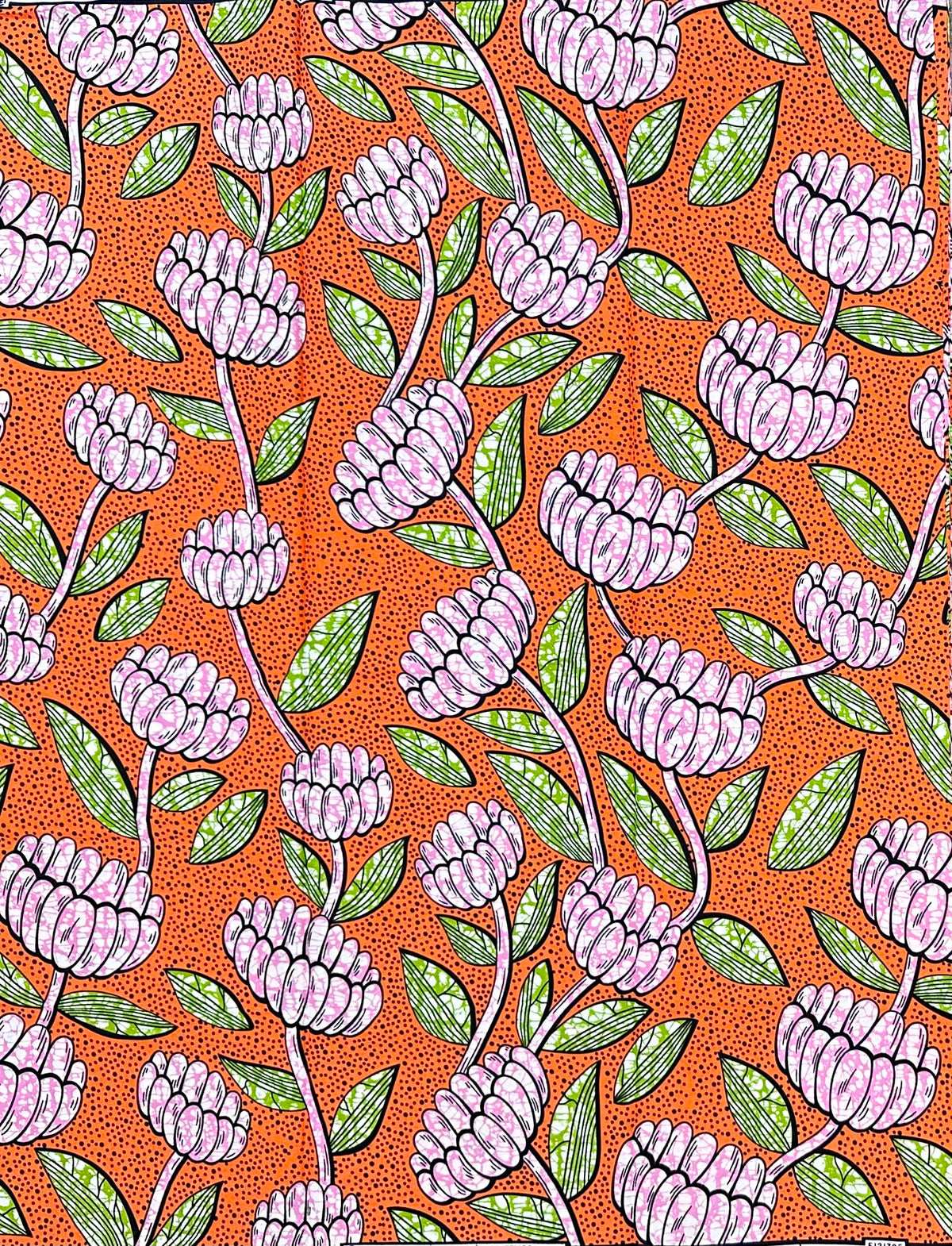 African Print Fabric/ Ankara - Orange, Pink, Green 'Ginger Blush,' YARD or WHOLESALE