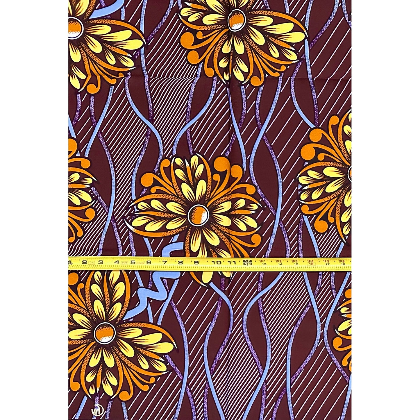African Print Fabric/ Ankara - Blue, Brown, Beige 'Sweet Trouble', 1 YARD
