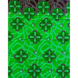 African Print Fabric/ Ankara - Green, Brown 'Lucky Obi,' YARD