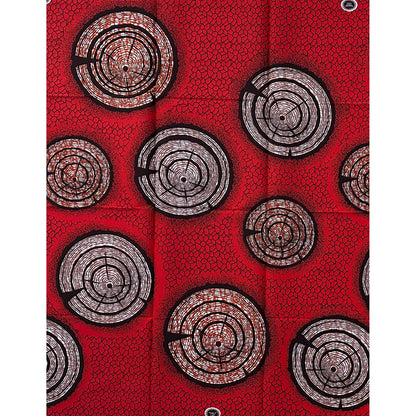 African Print Fabric/ Ankara - Red, Orange, Brown 'Drums of Red Earth' Design, 1 Yard