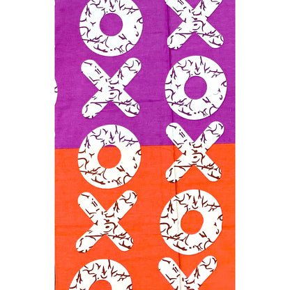 African Print Fabric/ Ankara - Purple, Orange, Blue, White 'Kiss & Kulture Block', Yard or Wholesale