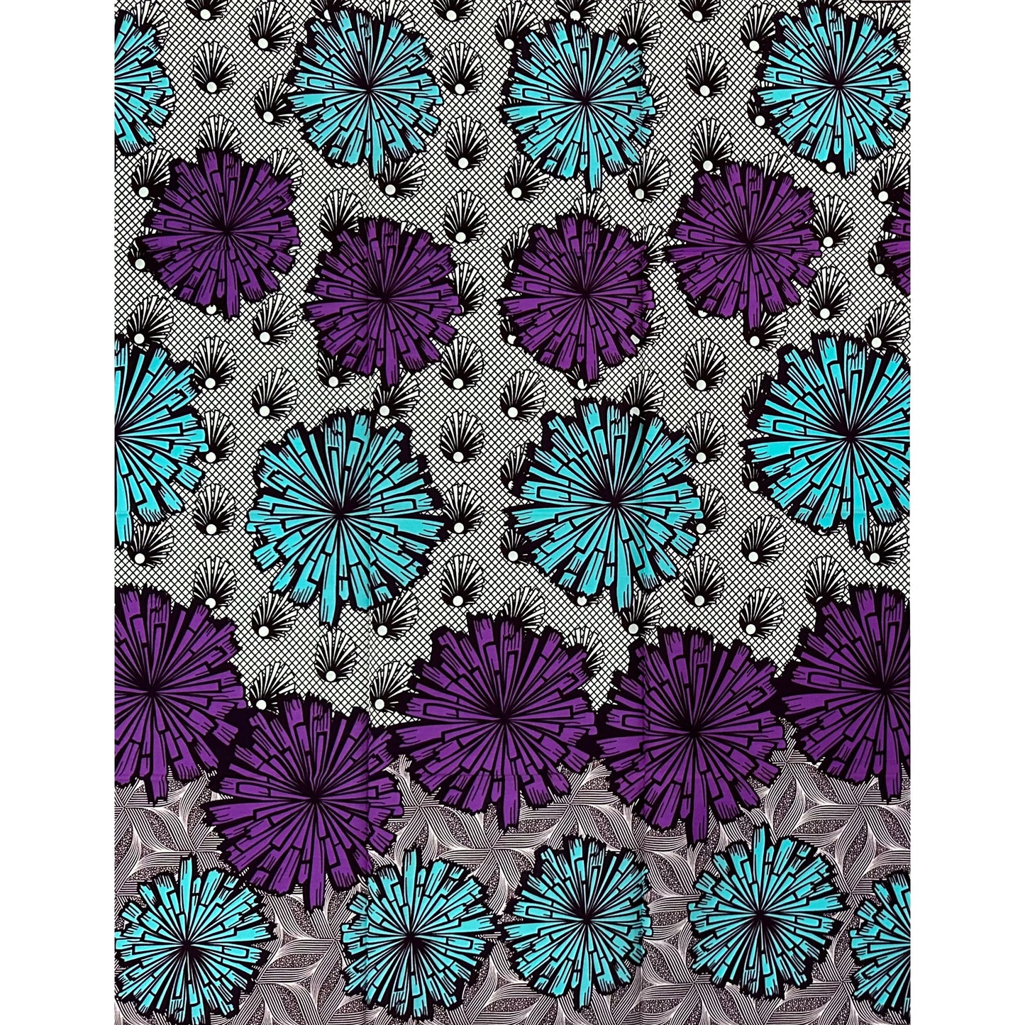 African Print Fabric/ Ankara - Purple, Blue, Brown ‘Nora Chorus' Design, 1 YARD