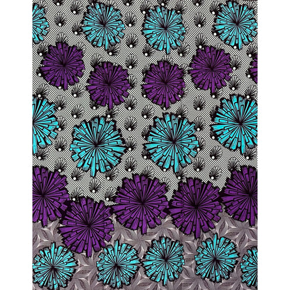 African Print Fabric/ Ankara - Purple, Blue, Brown ‘Nora Chorus' Design, 1 YARD