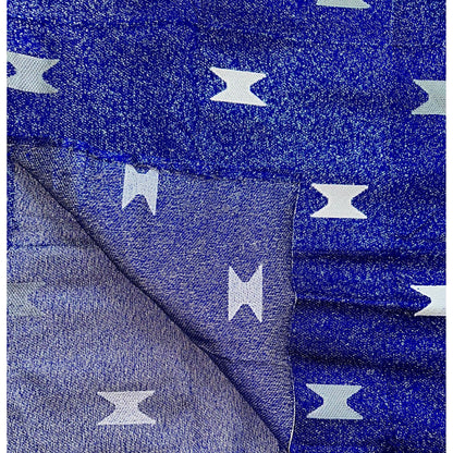 African Fabric/ Woven, Embroidered Kente - Blue, Silver “Naa”, 2 Yards