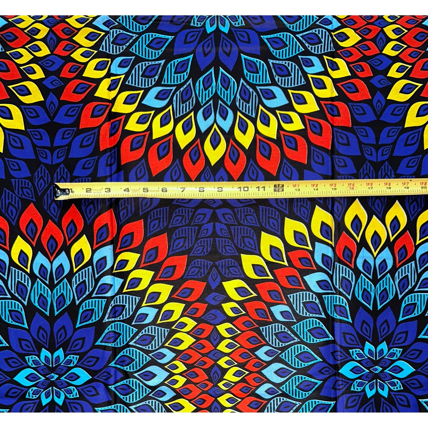 African Print Fabric/ Ankara - Blue, Dark Orange, Yellow 'Djeneba Radiance', YARD or WHOLESALE