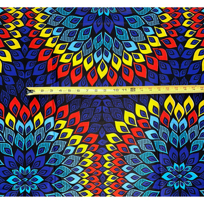 African Print Fabric/ Ankara - Blue, Dark Orange, Yellow 'Djeneba Radiance', YARD or WHOLESALE