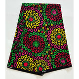 African Print Fabric/ Ankara - Black, Green, Pink, Red, Yellow 'Koko Impact' YARD or WHOLESALE