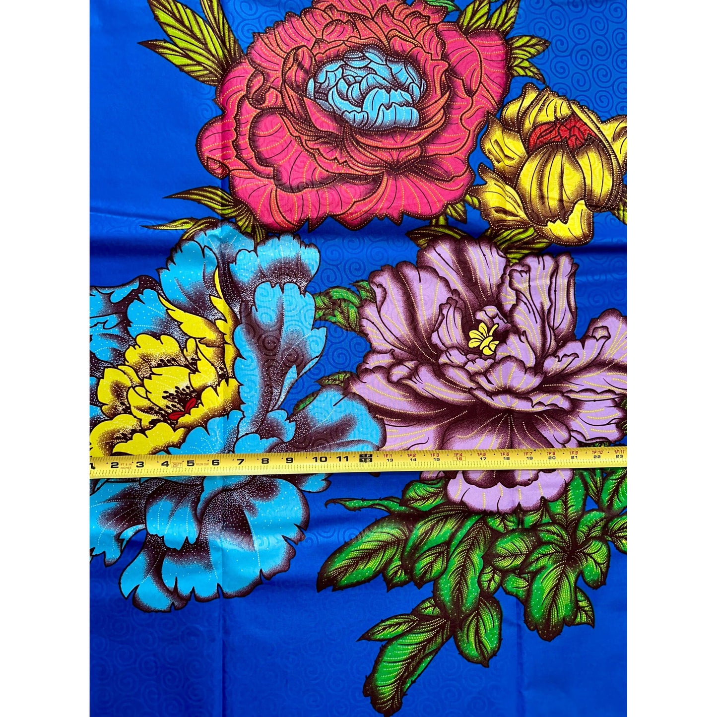 African Print Fabric/Ankara - Blue 'Epic Blooms' Design, YARD or WHOLESALE