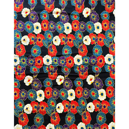 African Print Fabric/Ankara - Black, Red, Purple, Blue, Yellow, White 'Floral Maximilian', YARD or WHOLESALE