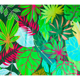 African Print, Stretch Cotton Satin Fabric- Green, Brown, Magenta, Turquoise, Pink "Kalua", Per Yard