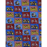 African Print Fabric/ Ankara - Brown, Blue, Yellow 'Biker Babe,' YARD or WHOLESALE